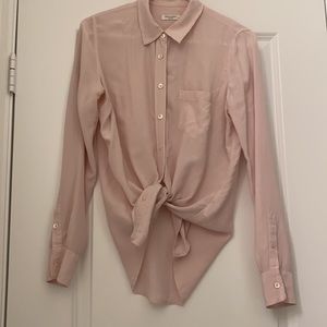 Equipment light pink silk button down